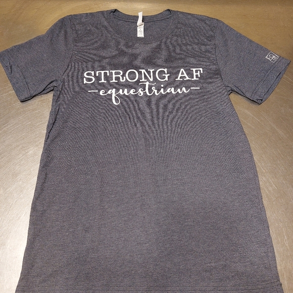 NWOT Equine & Design STRONG AF Equestrian T-Shirt Small Gray - Picture 2 of 5